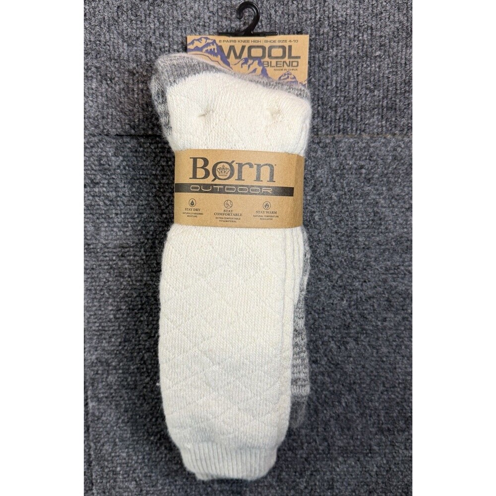 Børn Outdoor Wool Blend Knee High Socks 2 Pairs Women's Shoe Size 4-10 New NWT